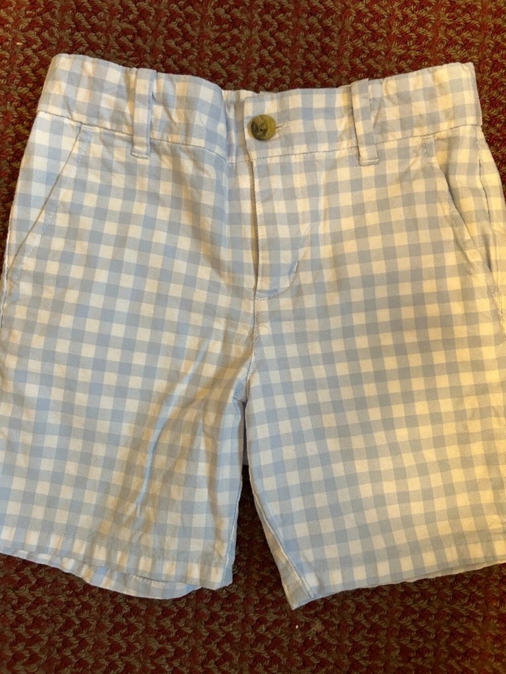 JANIE and JACK Pale Blue and White Checked Boy Shorts